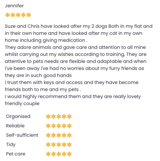 Creating a successful pet sitter profile Chris & Suze Go Walkies