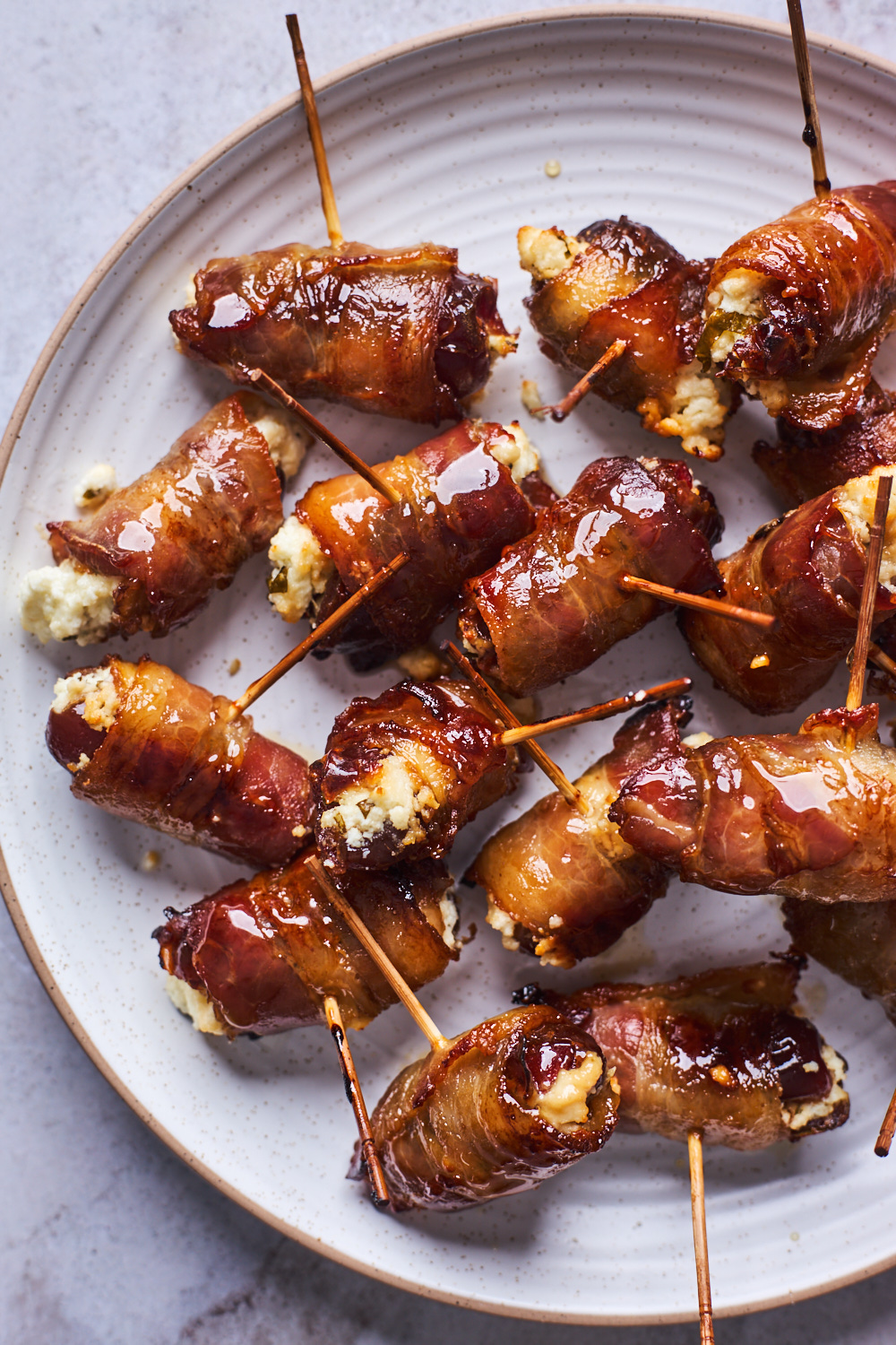 Bacon Wrapped Goat Cheese Stuffed Dates Olive & Mango