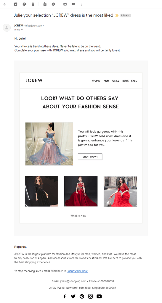 Jcrew 2nd email template