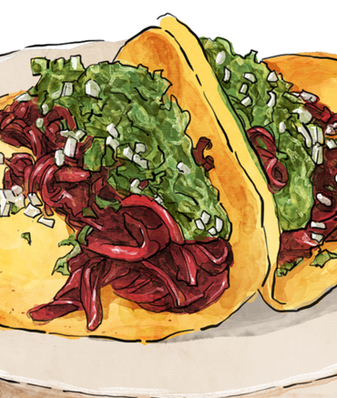 Illustration of Illustration of a slice of Hibiscus Tacos