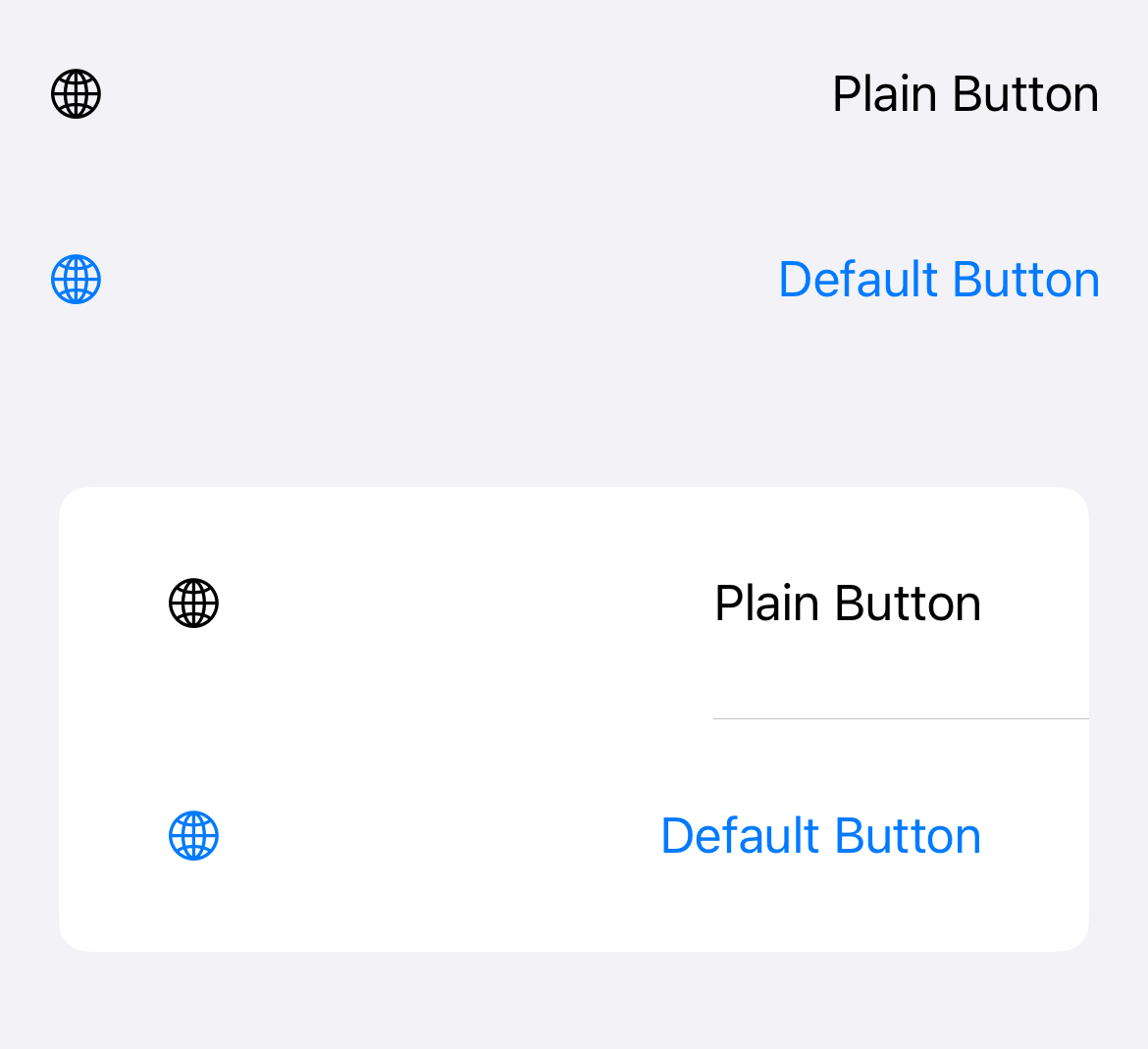 Plain button style vs. Default button style.