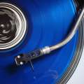 Image: Blue Vinyl Record on Player