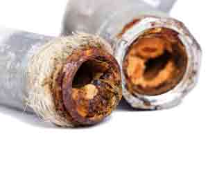 rusty and clogged galvanized pipe