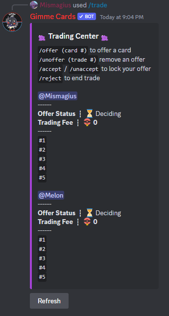 /trade (@user)