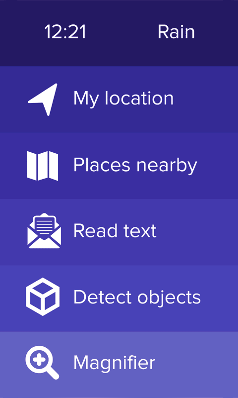 A smartphone running the Visib11y app