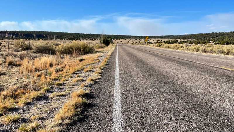 A white line along New Mexico Highway 117