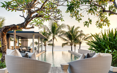 Imagine staying in a private beachfront villa with an infinity pool overlooking the ocean.