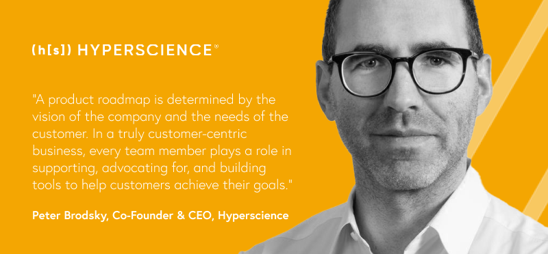 Photo of man with quote text and a logo of a company called Hyperscience
