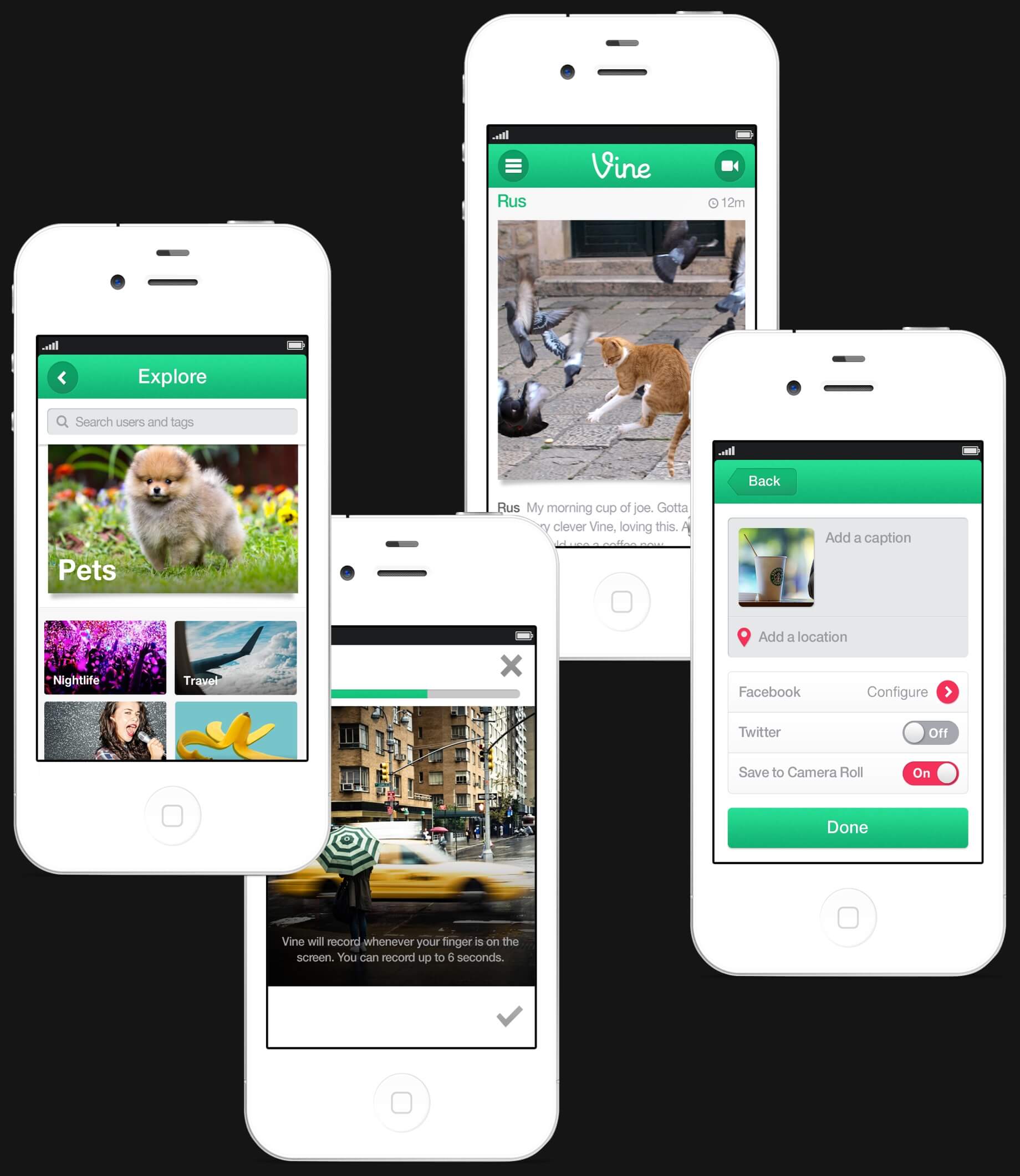 Early Vine mobile screens