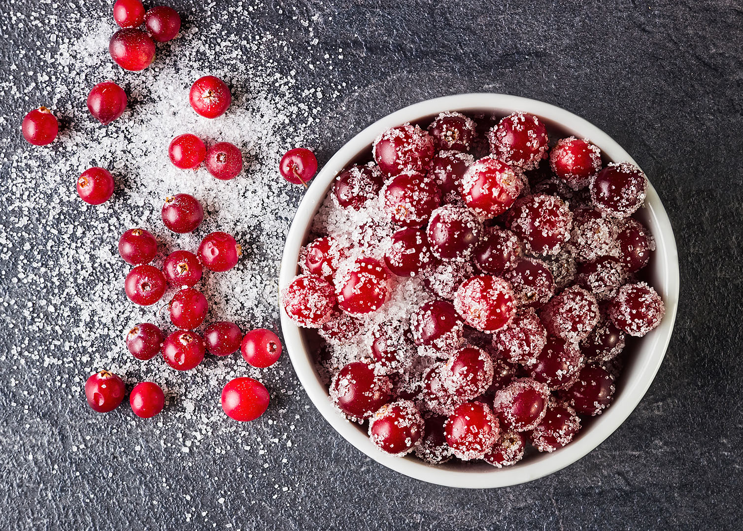 cranberries dusted with sugar