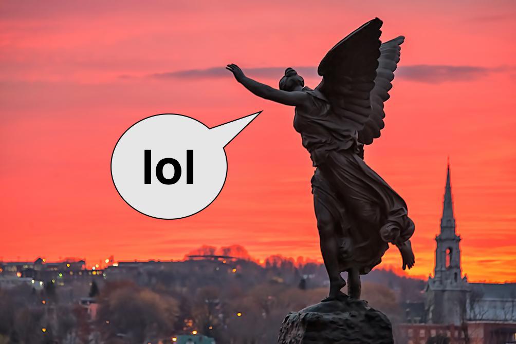 Le Monument aux Braves-de-Sherbrooke, qui dit "lol"