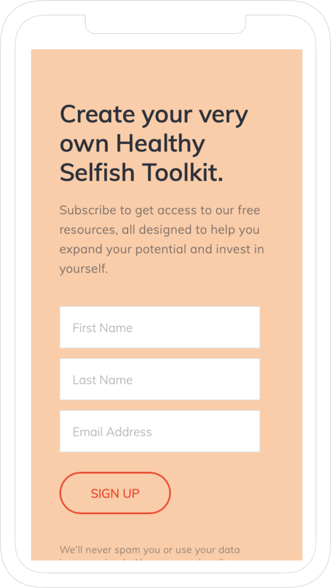 Simple, colourful, mobile website design for sought after life coach, Rosie Dalling of Healthy Selfish
