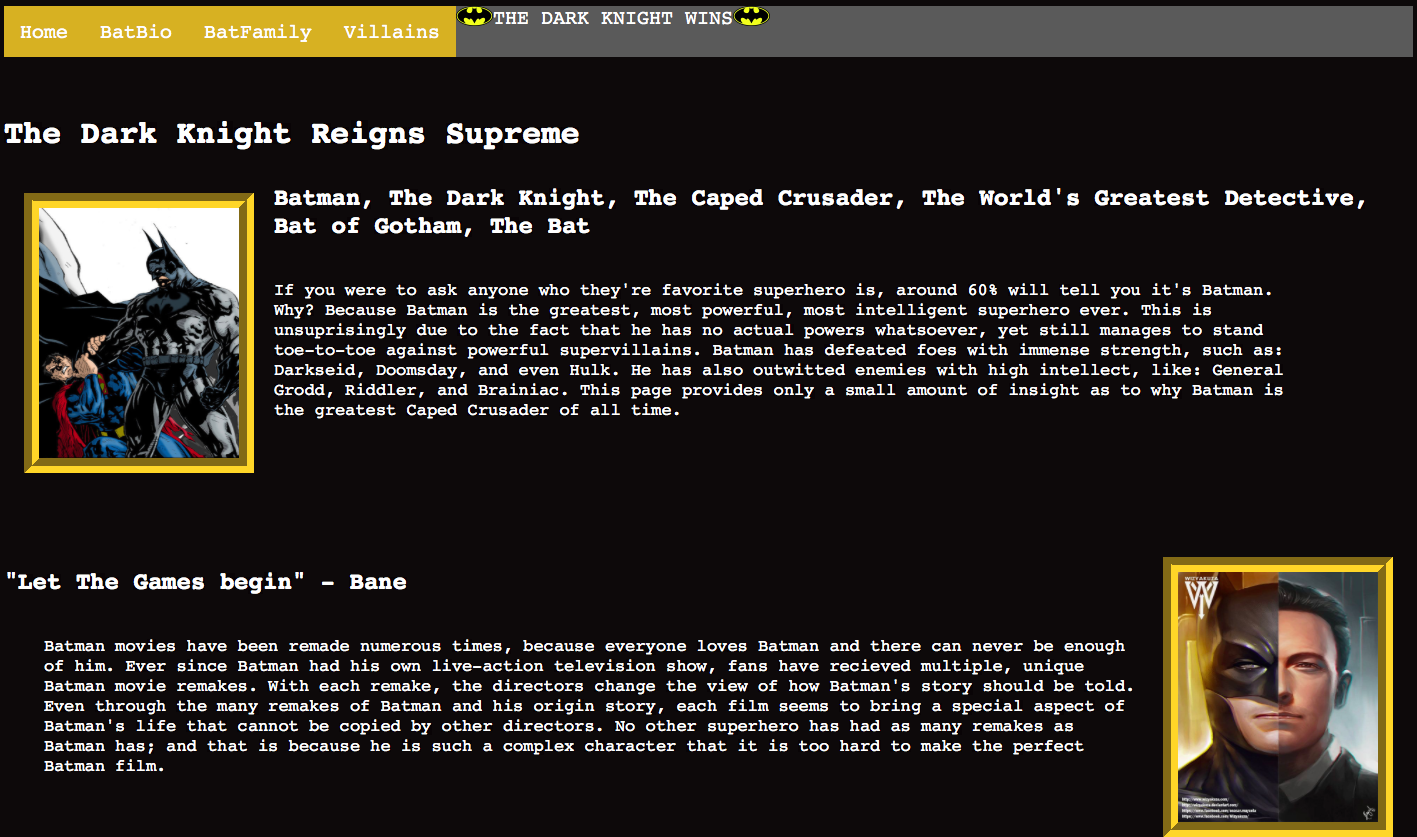 my first website which is about batman