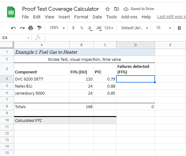 proof test coverage spreadsheet