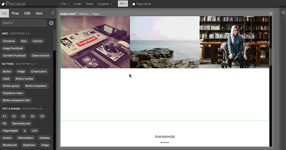 Pinegrow works with other frameworks