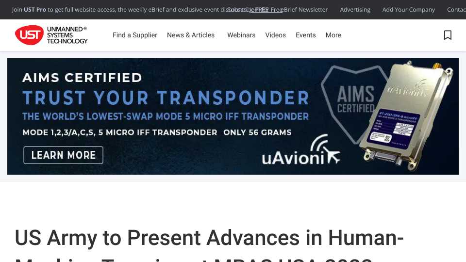 US Army to Present Advances in Human-Machine Teaming at MRAS USA 2022