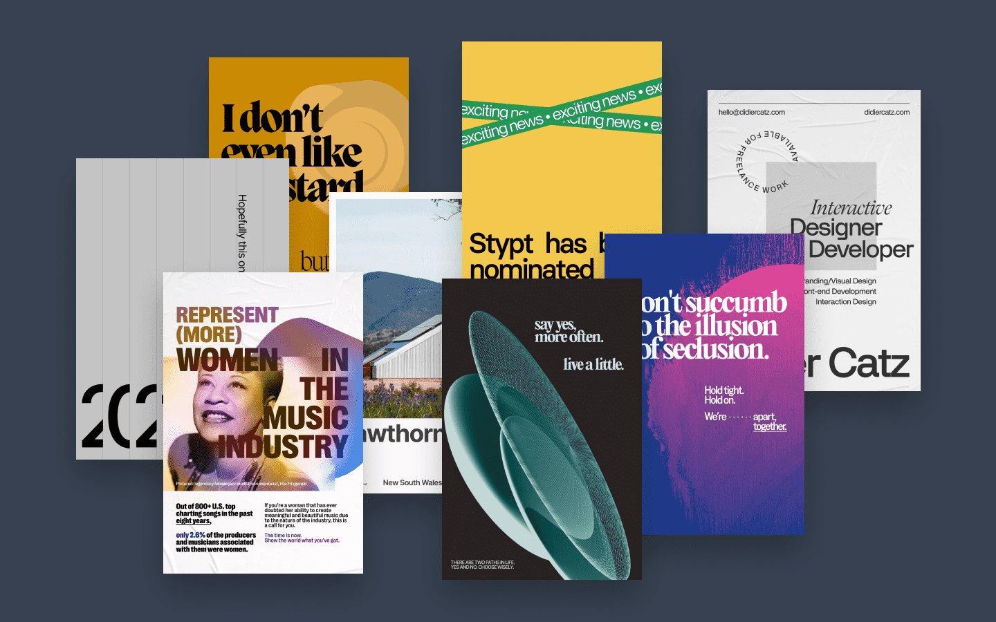 A collection of digital posters.