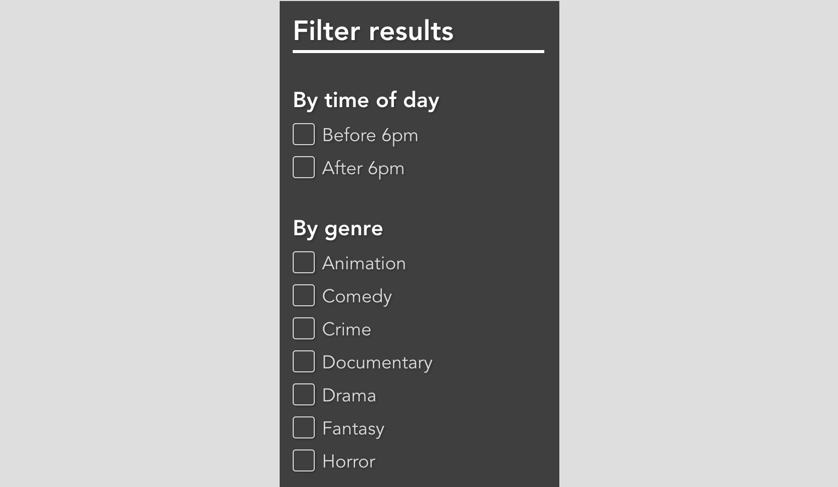 Filtering results