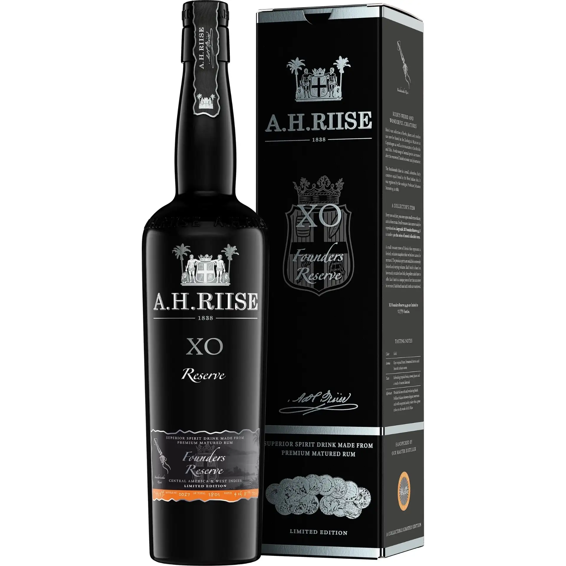 Image of the front of the bottle of the rum XO Founders Reserve 5th Edition