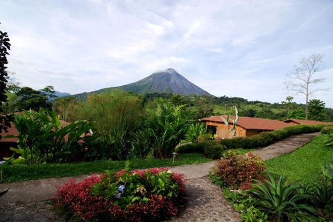 COVASA Mens Summer ShortsView of The Arenal Volcano from Observation Point Cos 