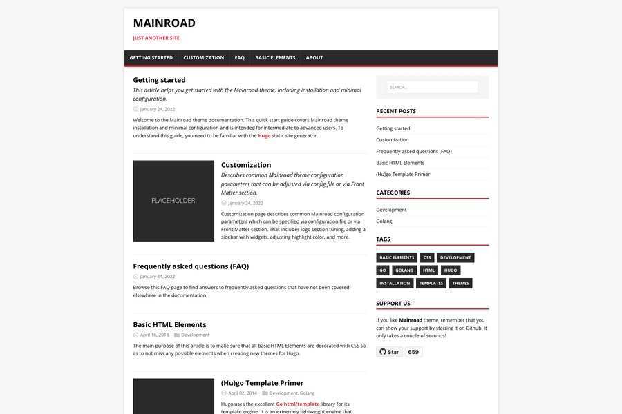 mainroad hugo blog theme