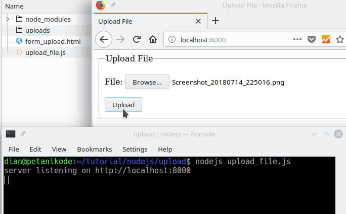 Upload files at Nodejs