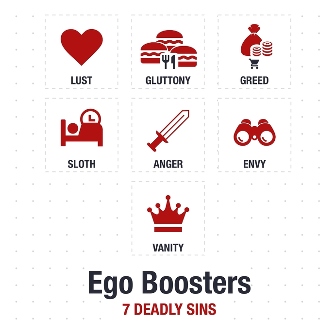 Ego Boosters (7 deadly sins) for game monetization