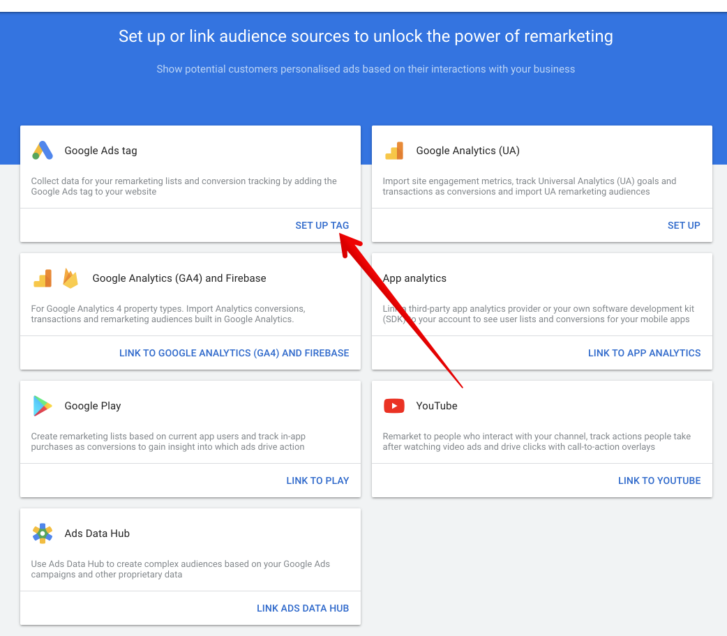 Google Ads audiences setup 1
