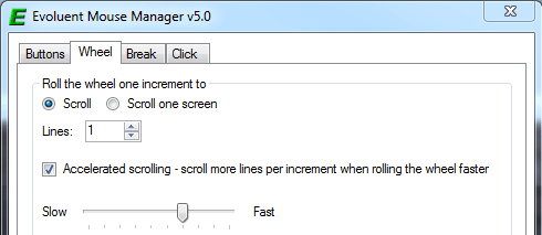 Accelerated scrolling settings