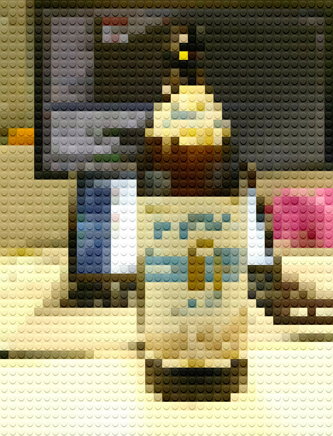 the picture of a beer bottle looking like it was made out of lego