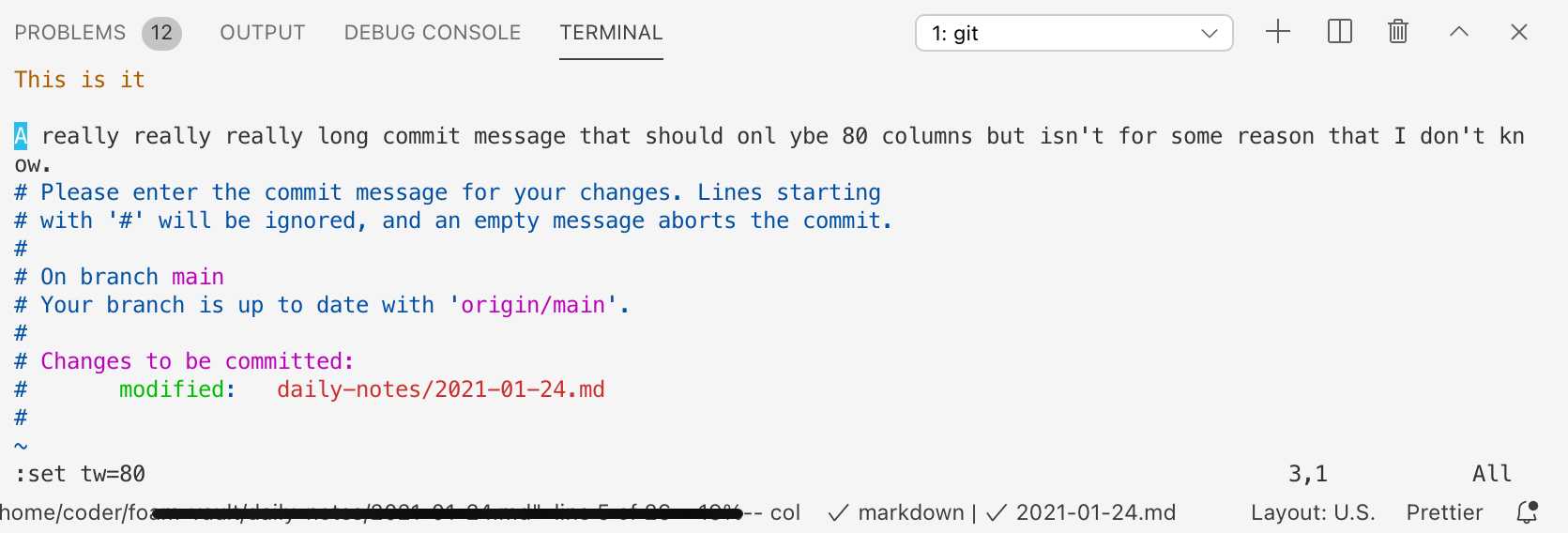 How To Wrap Git Commit Message Or Text Using Vim Vim For VSCode