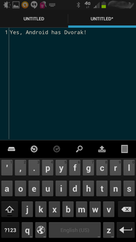 Yes, the Google Android has the Dvorak Keyboard layout!