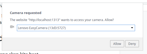 Permit Webcam access in Google Chrome