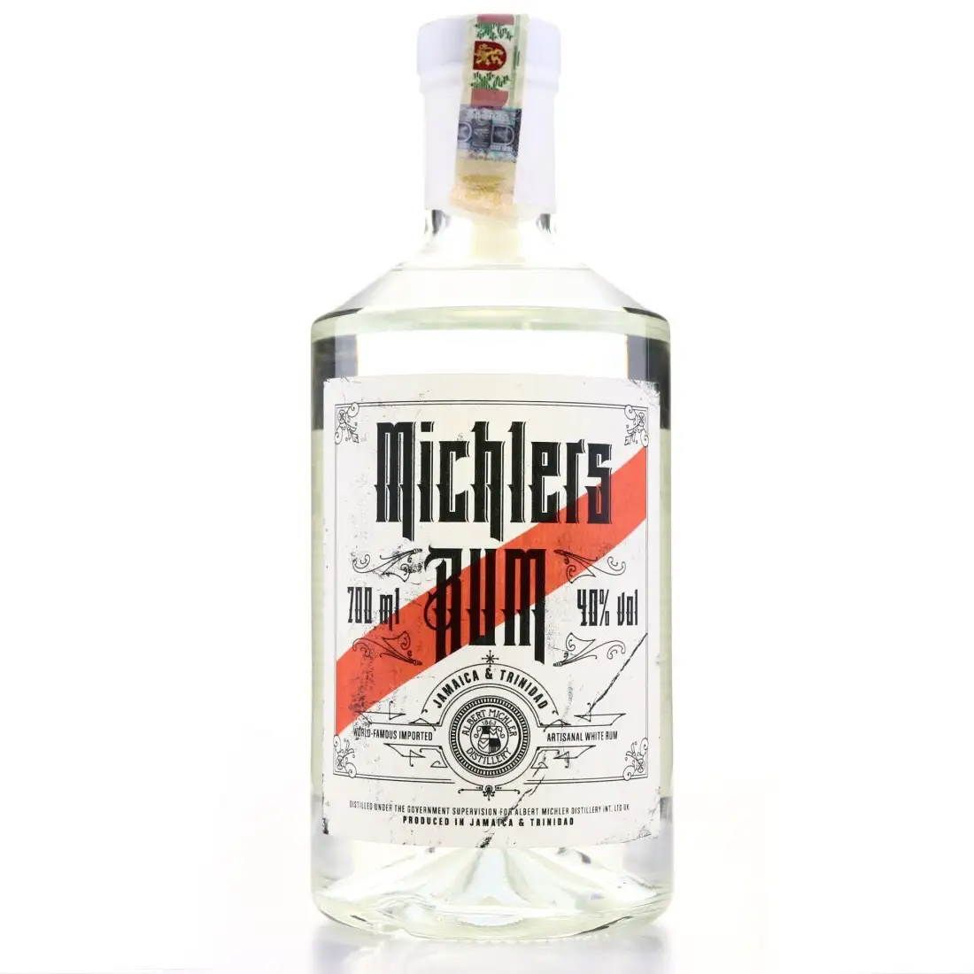 Image of the front of the bottle of the rum Michlers Rum White