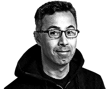 Halftone black and white image of Mo Moussa
