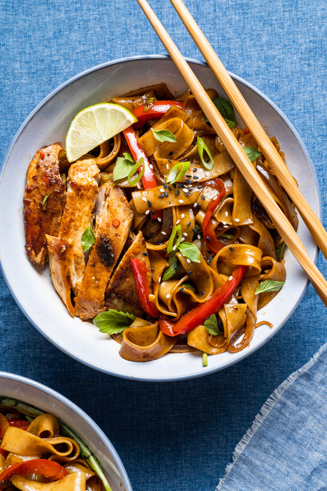 Thai Chili Yellowfin Tuna Steaks With Spicy Drunken Noodles (Pad Kee Mao)