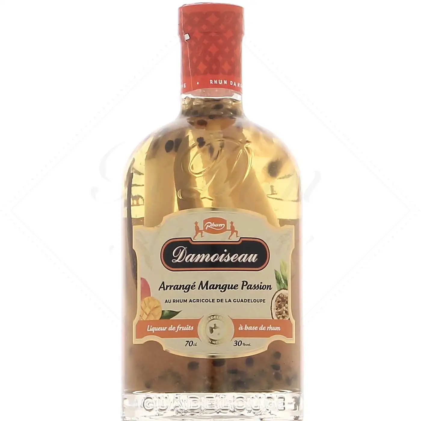 Image of the front of the bottle of the rum Les Arrangés Mangue Passion