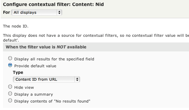 Contextual Filter - 'Content: Nid'