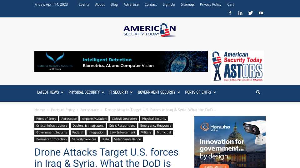 Fortem CEO Op Ed Regarding Drone Attacks on U.S. Forces in Iraq and Syria