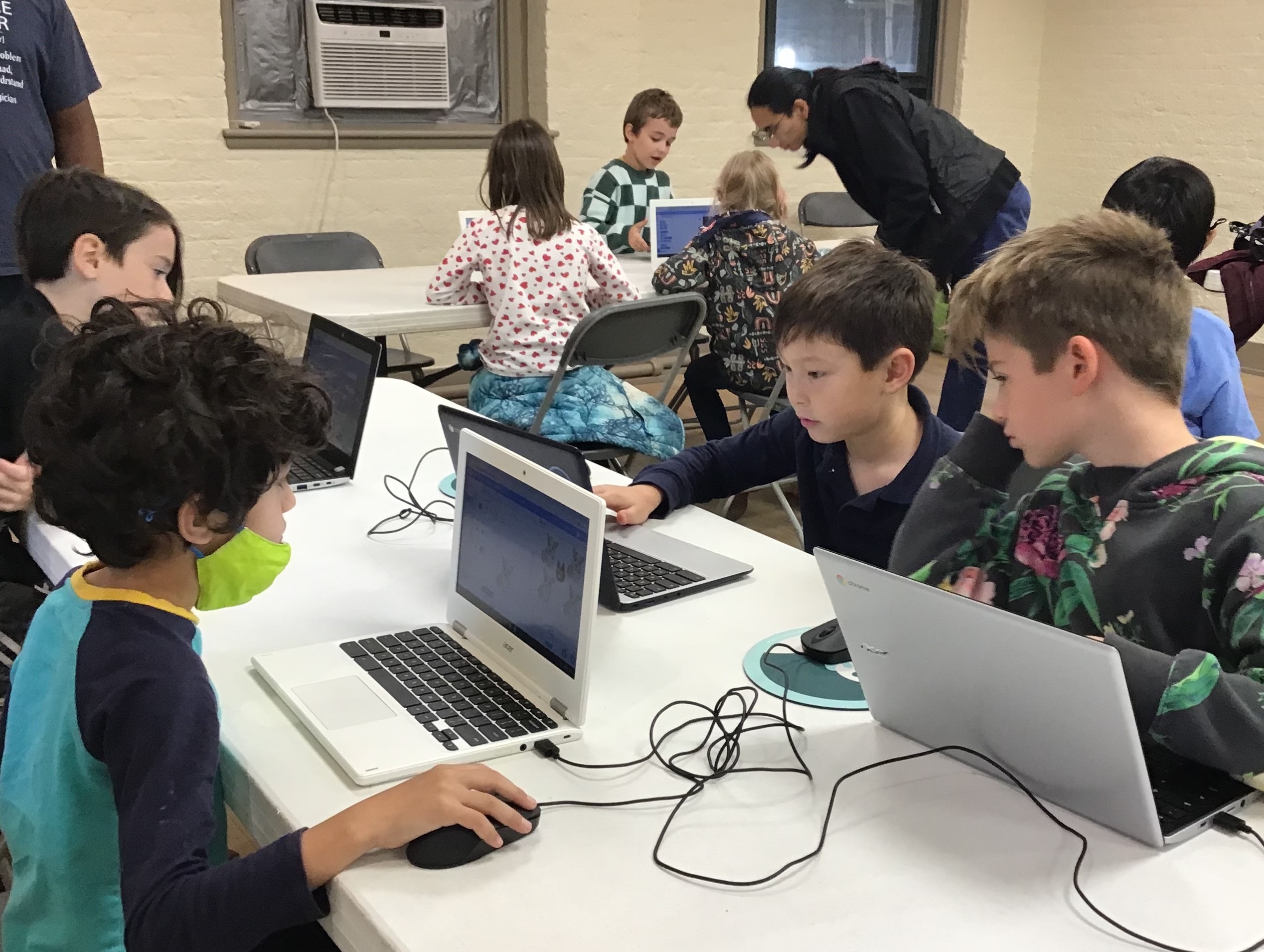 Students learning to code