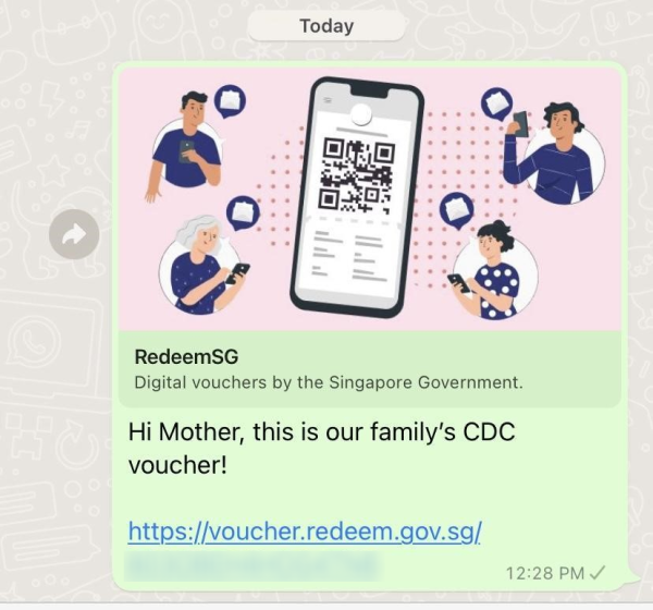 Illustration of voucher link shared via Whatsapp