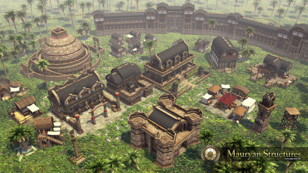 A screenshot of 0 A.D. showing the Mauryan civilisation