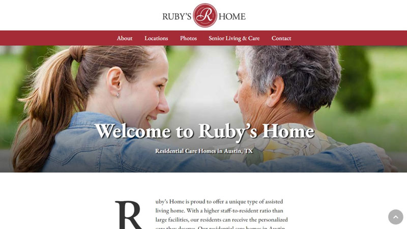 Ruby's Home website screenshot