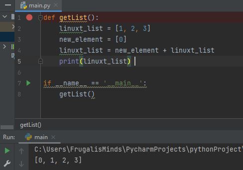 Python List Prepend using + Operator 