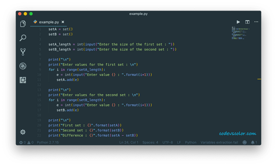 Two ways to find the set difference in Python - CodeVsColor