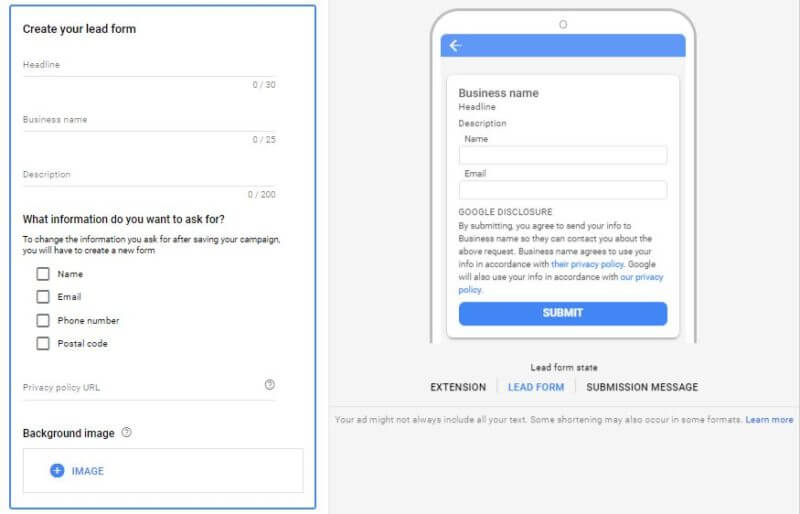 Google Ads Lead Capture Extension Beta 2019
