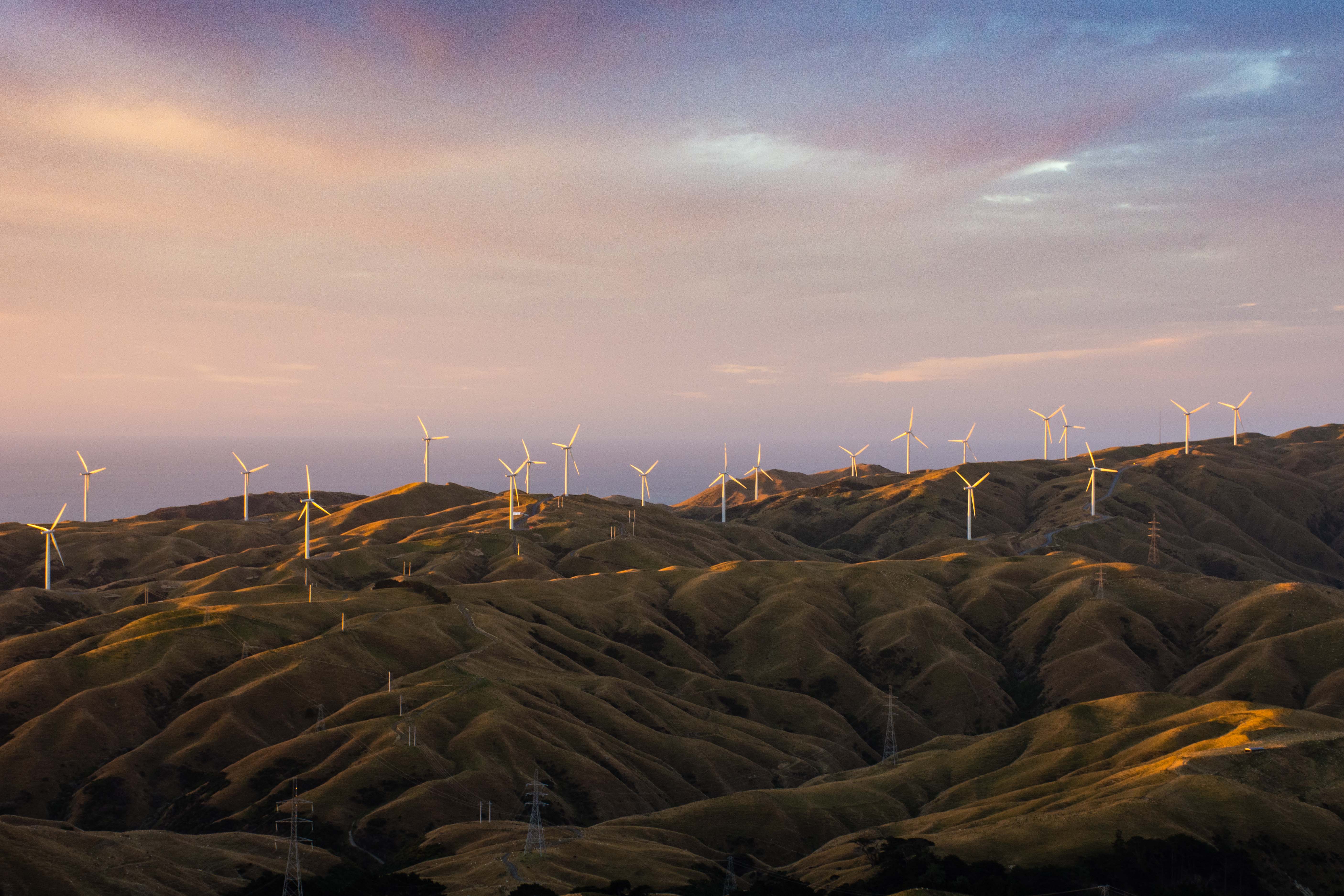 Wind turbines on a hill