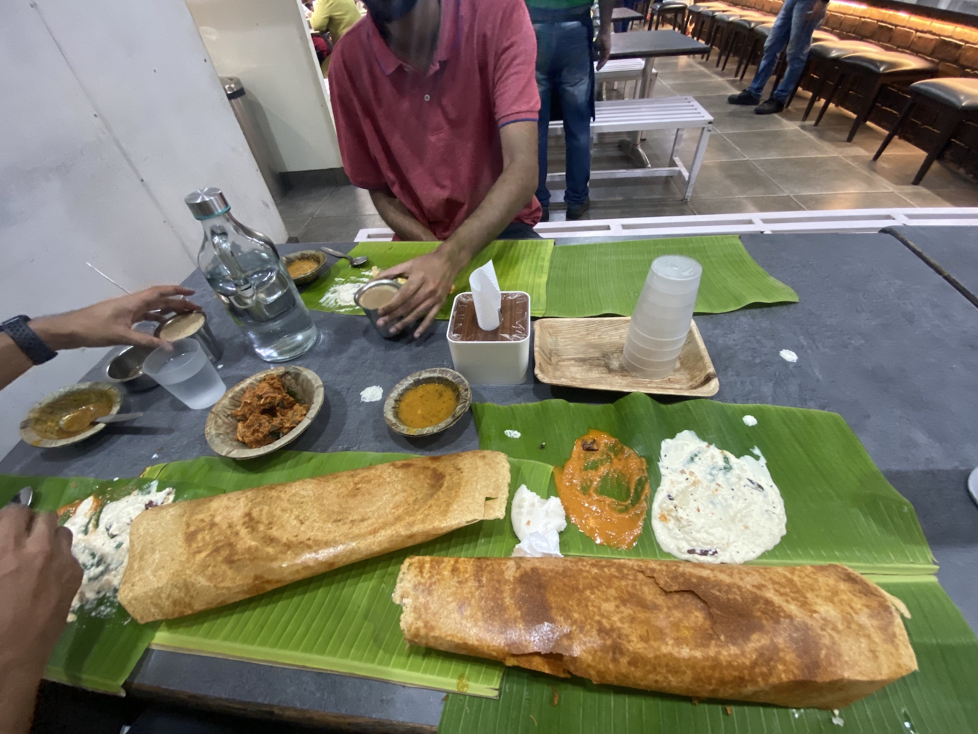 Eating first meal in India