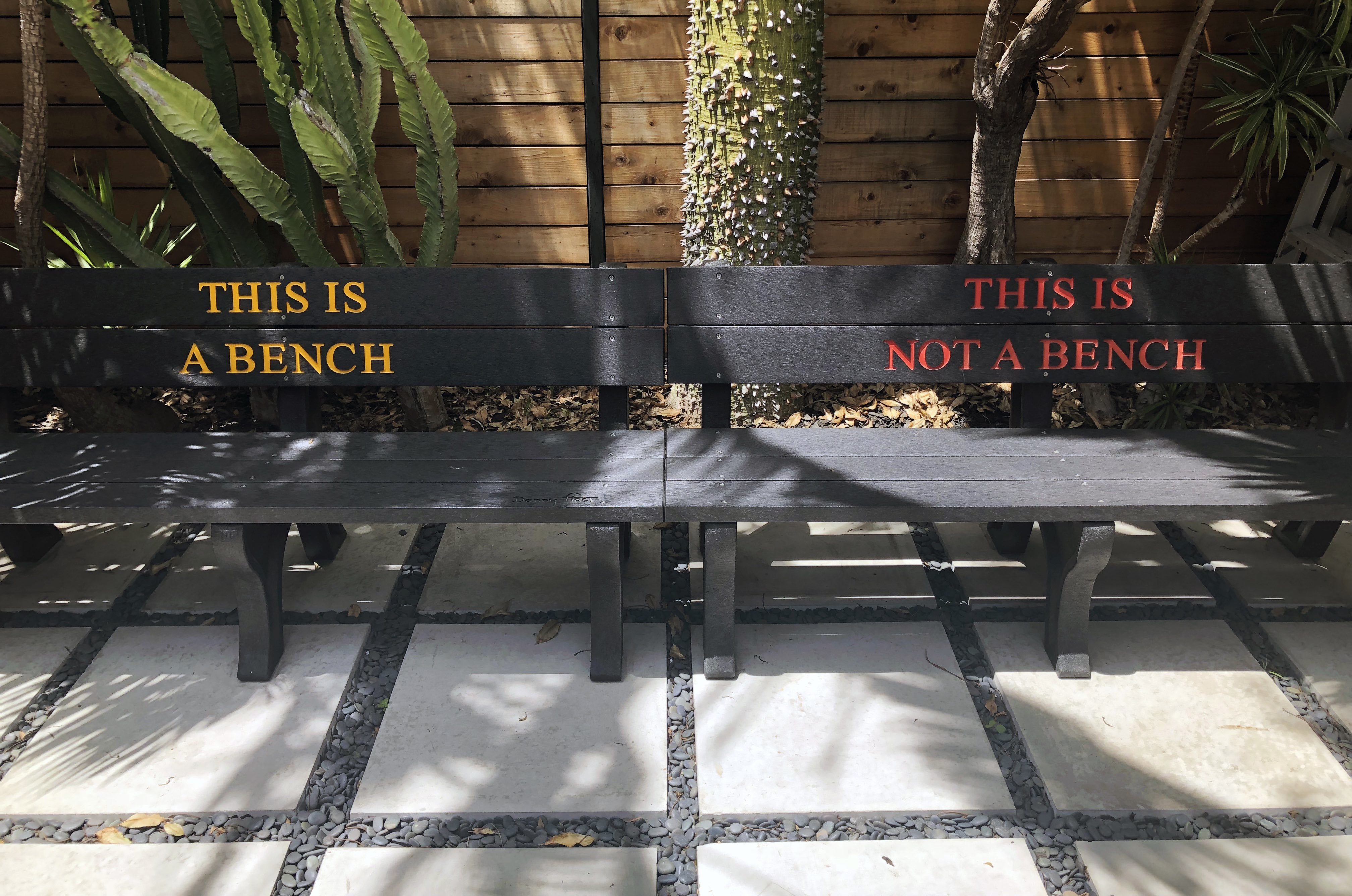 miansai nation with bench that reads "This is a bench... This is not a bench"
