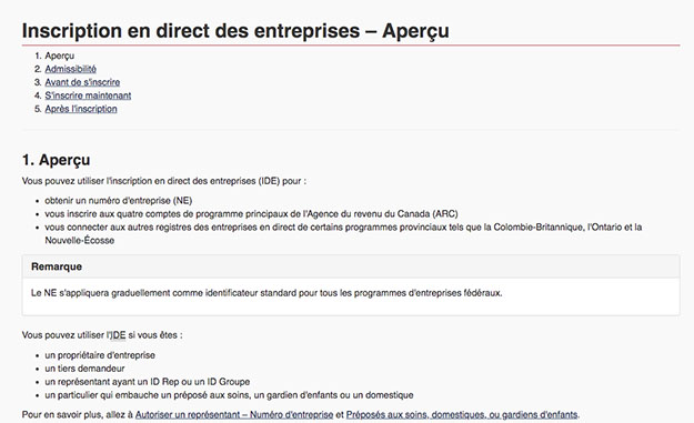 Avant : Inscription en direct des entreprises.